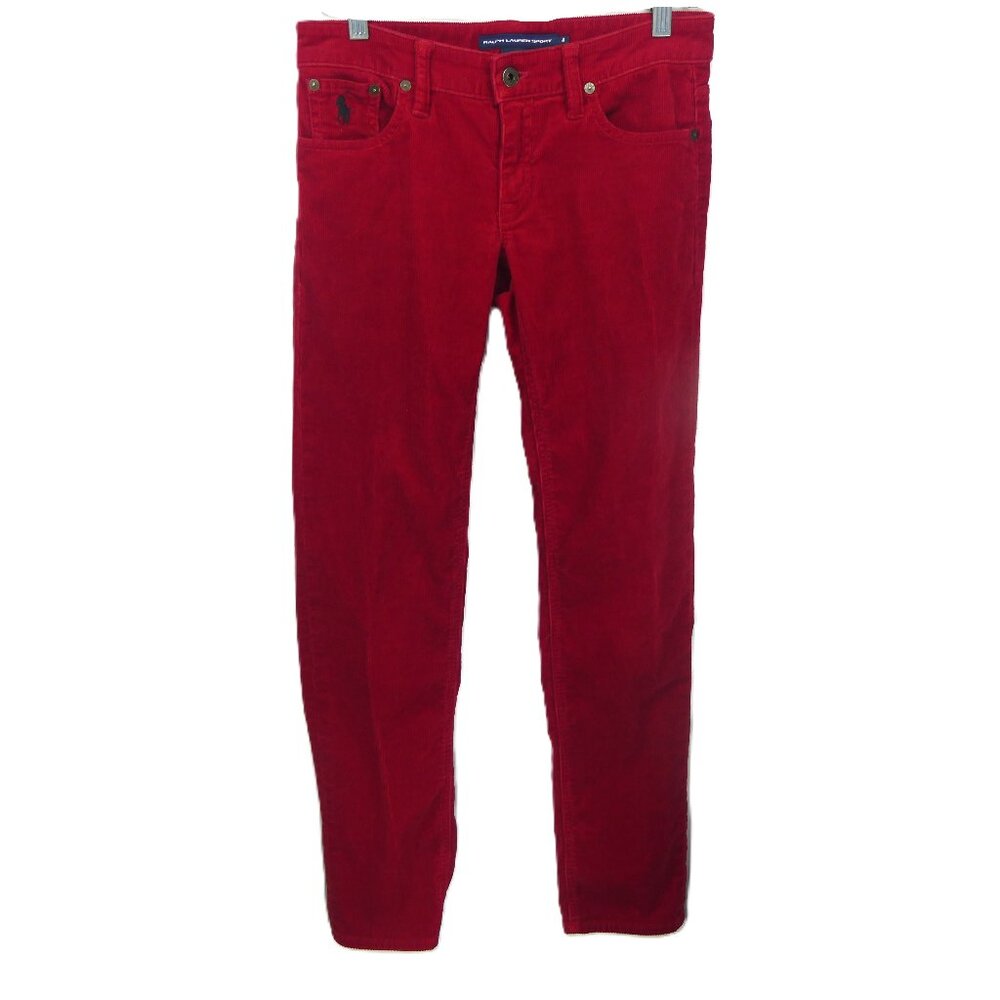 Ralph Lauren Sport Womens Red Size 4 Corduroy Pants Slim Straight Leg 30x31